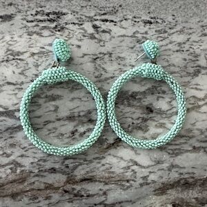 Mint Beaded Hoop Earrings